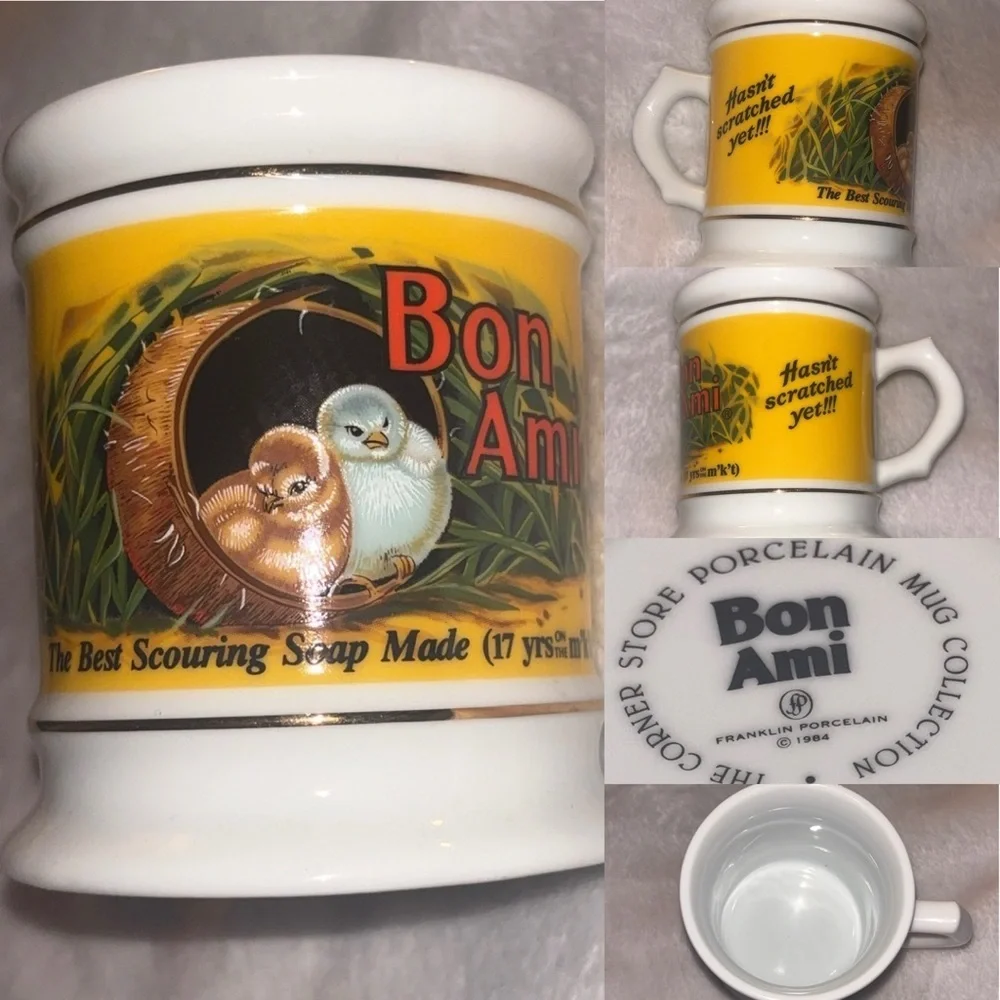 Vintage 1980s Franklin Porcelain Corner Store Advertising Mugs – Set of 6